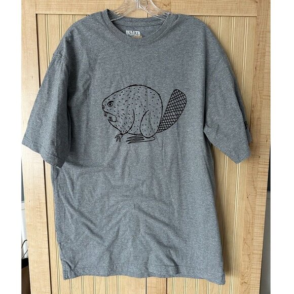 Duluth Trading Co T Shirt Mens Small Gray Angry Beaver Relaxed Fit Longtail Work - Picture 1 of 5